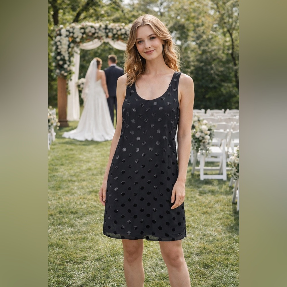 J. Crew Black Sleeveless Polka Dot Mini Dress Silk Blend - Size 10